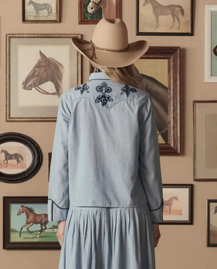 THE CHAMBRAY EMBROIDERED WESTERN SHIRT
