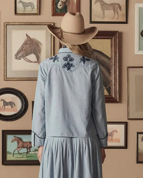 THE CHAMBRAY EMBROIDERED WESTERN SHIRT