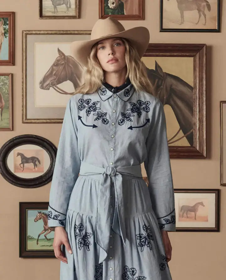 THE CHAMBRAY EMBROIDERED WESTERN SHIRT