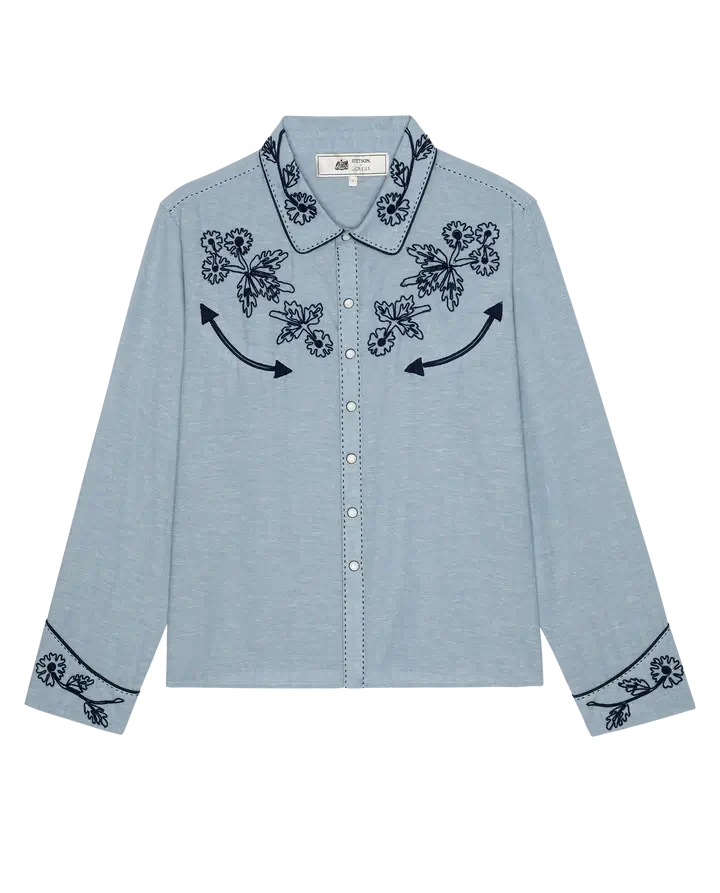 THE CHAMBRAY EMBROIDERED WESTERN SHIRT