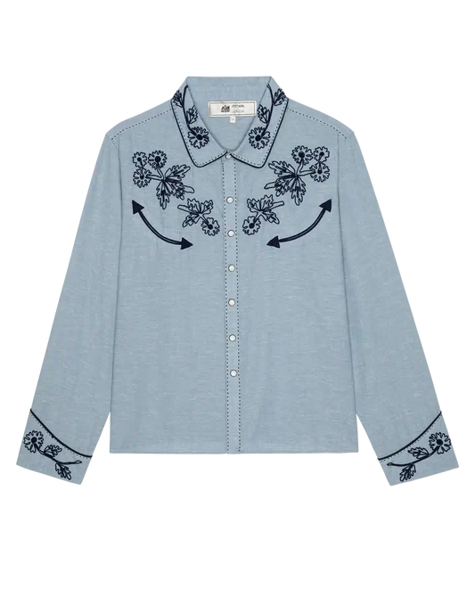 THE CHAMBRAY EMBROIDERED WESTERN SHIRT