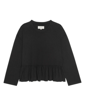 THE LONG SLEEVE RUFFLE IN TRUE BLACK