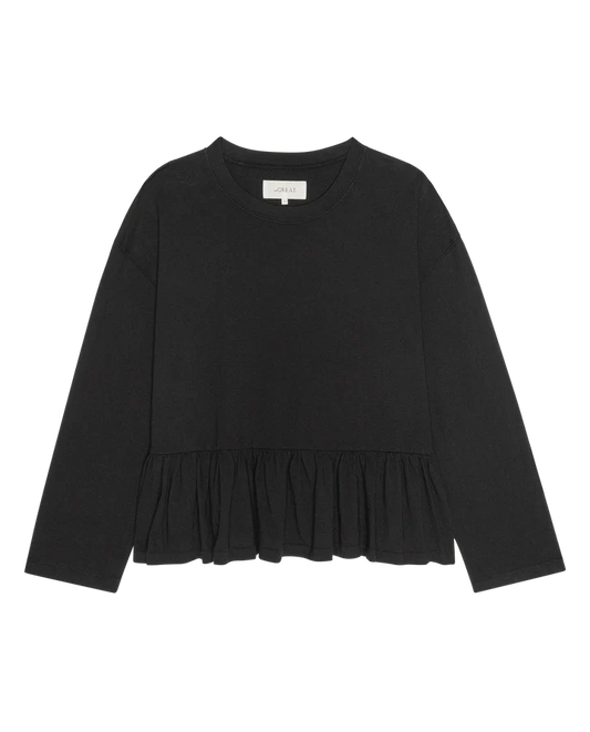 THE LONG SLEEVE RUFFLE IN TRUE BLACK