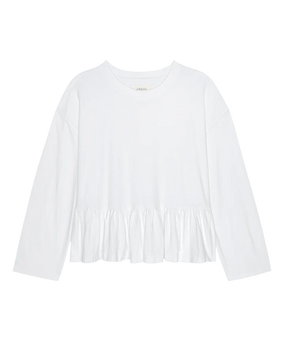 THE LONG SLEEVE RUFFLE IN TRUE WHITE
