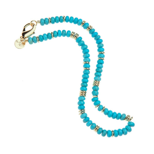 GUMDROP BEADED NECKLACE IN TURQUOISE 16"