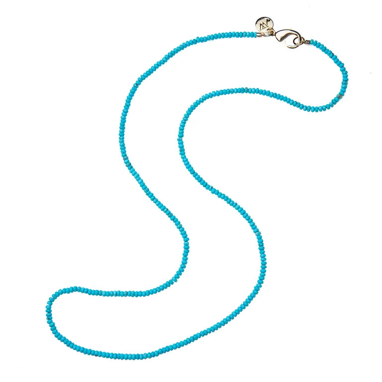 DOUBLE WRAP DIAMOND CUT BEADED NECKLACE IN TURQUOISE