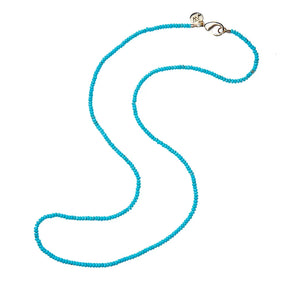 DOUBLE WRAP DIAMOND CUT BEADED NECKLACE IN TURQUOISE