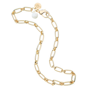 WHEELS OF FORTUNE CHAIN WITH MOTHER OF PEARL BEAD 16"