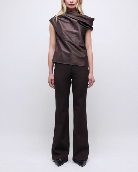 VIVIA DRAPED TOP- CHOCOLATE
