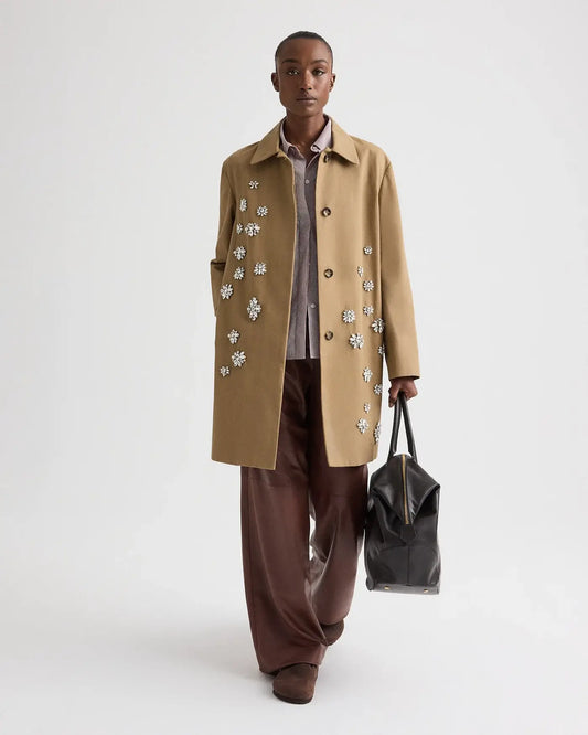 EDINBURGH COAT W/ CRYSTALS IN WATERPROOF CANVAS
