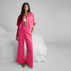 WASHABLE SILK HIGH RISE PANT SET