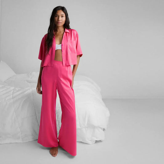 WASHABLE SILK HIGH RISE PANT SET