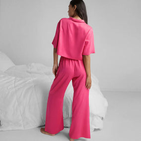 WASHABLE SILK HIGH RISE PANT SET
