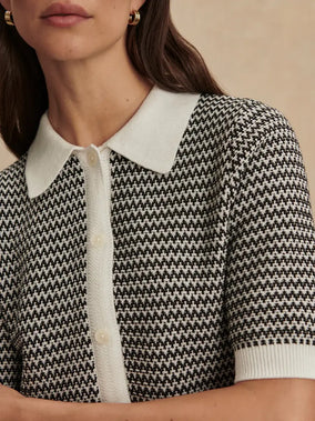 GAELLE POLO KNIT TOP