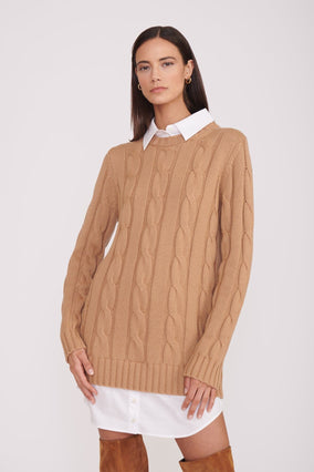 ALDRIN DRESS CAMEL/WHITE