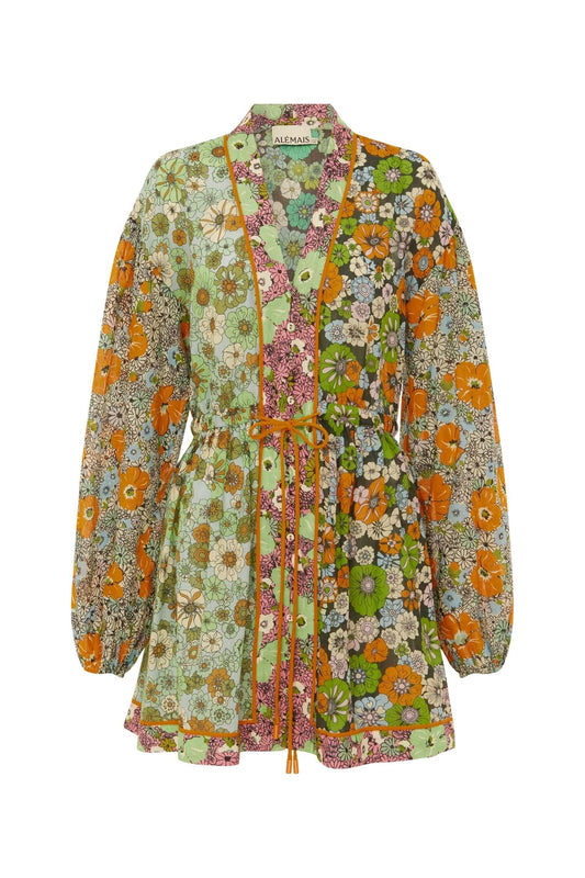 ORANGE BLOSSOM SPLICED MINI DRESS