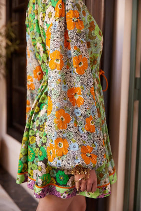 ORANGE BLOSSOM SPLICED MINI DRESS