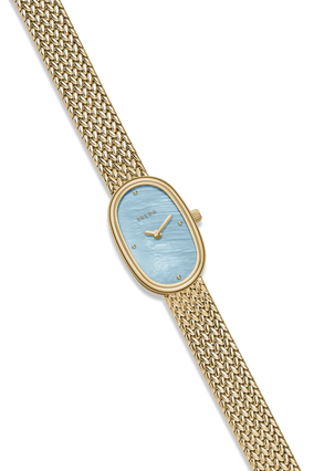 Jane Mini Tethered - Gold and Sky Metal Bracelet Watch
