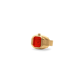 Nocturne - Gold & Red Expandable Ring Watch, 16MM