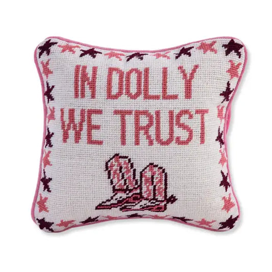 TRUST DOLLY NEEDLEPOINT PILLOW