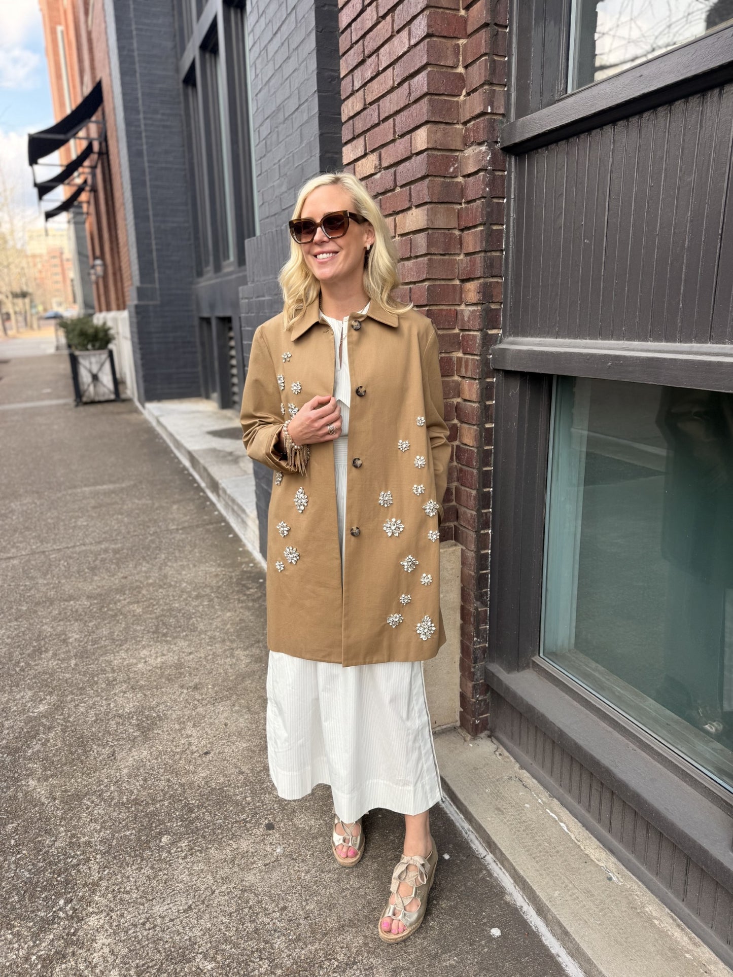 EDINBURGH COAT W/ CRYSTALS IN WATERPROOF CANVAS