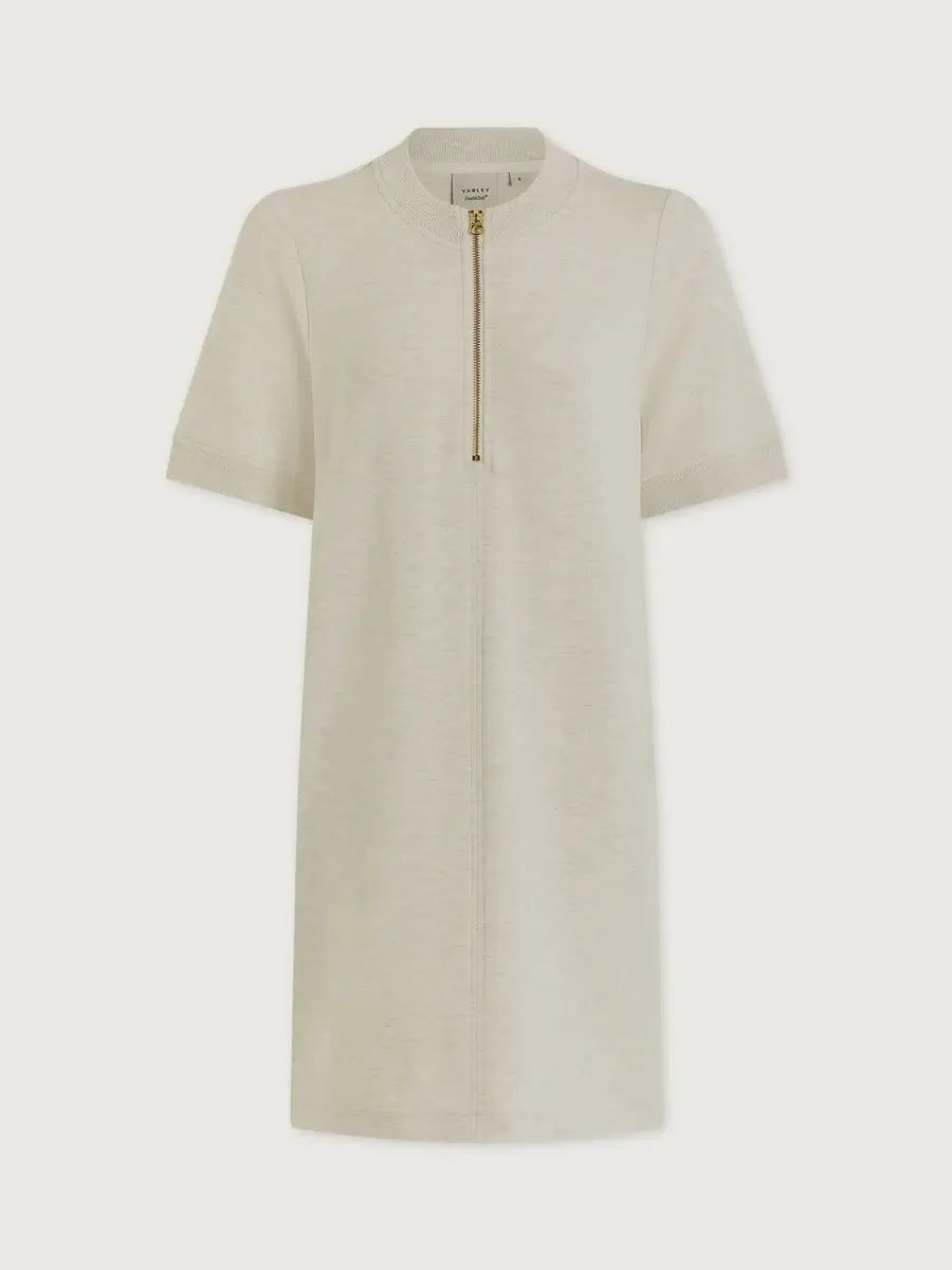 NORI HALF ZIP DRESS- IVORY MARL
