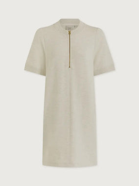 NORI HALF ZIP DRESS- IVORY MARL