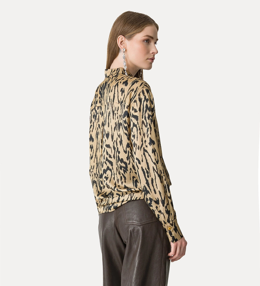 "MOIREE" PRINT SATIN OVERSIZED SHIRT