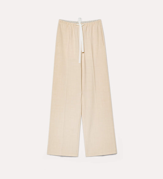 WOOL BLEND CANVAS DRAWSTRING PANTS
