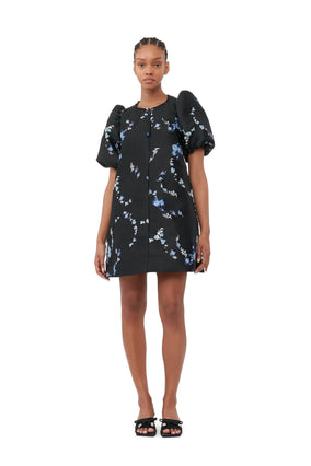 3D JACQUARD A-SHAPED ZIP MINI DRESS