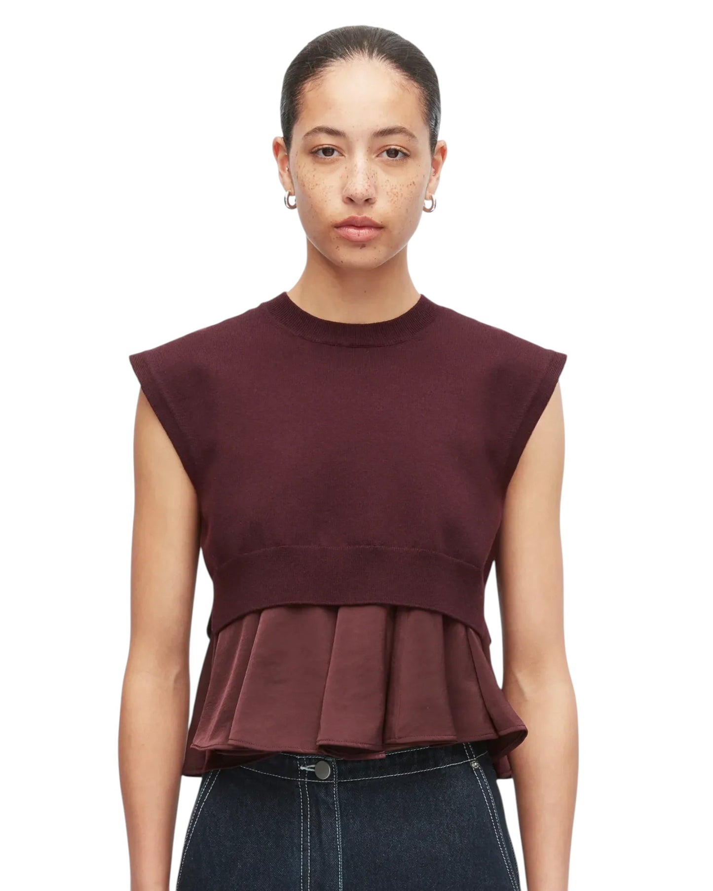 Ultrafine Merino Tank W/ Twill Combo - Espresso