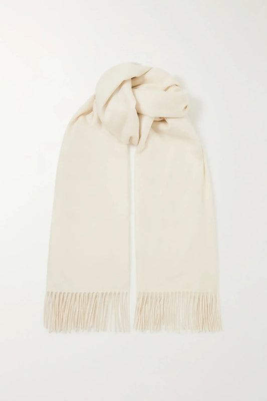 NATASHA WOVEN CASHMERE SCARF- IVORY