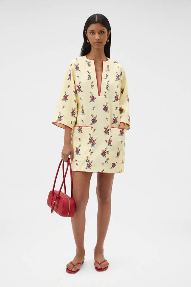WALLPAPER FLORAL PRINT TUNIC DRESS