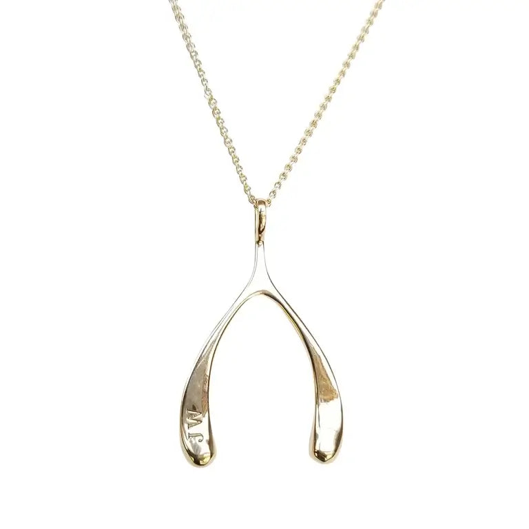 LUCKY GOLD WISHBONE PENDANT ON 18-20" ADJUSTABLE DELICATE CHAIN