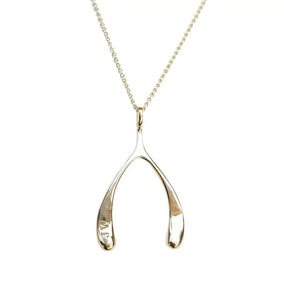 LUCKY GOLD WISHBONE PENDANT ON 18-20" ADJUSTABLE DELICATE CHAIN