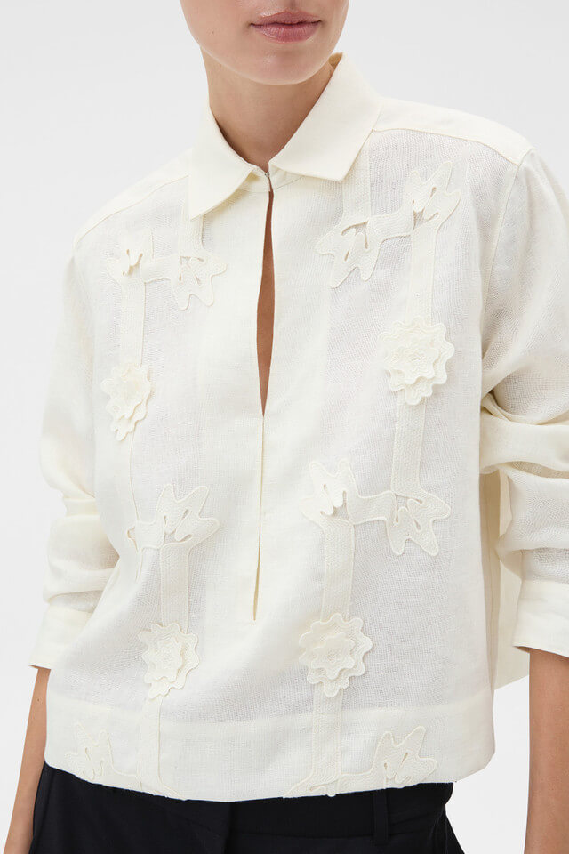 RIBBON TRIM SHIRT