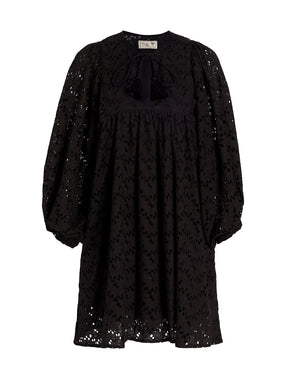 DAISY DRESS IN BLACK FLORAL EYELET