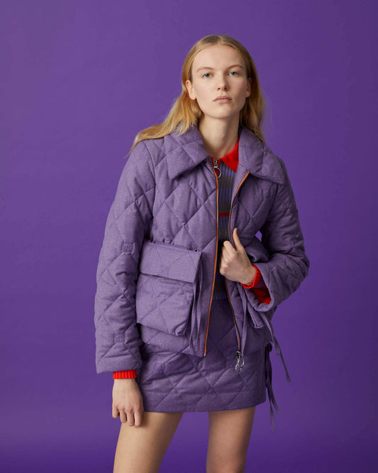Lilac Quilted Jacket With Maxi Pockets