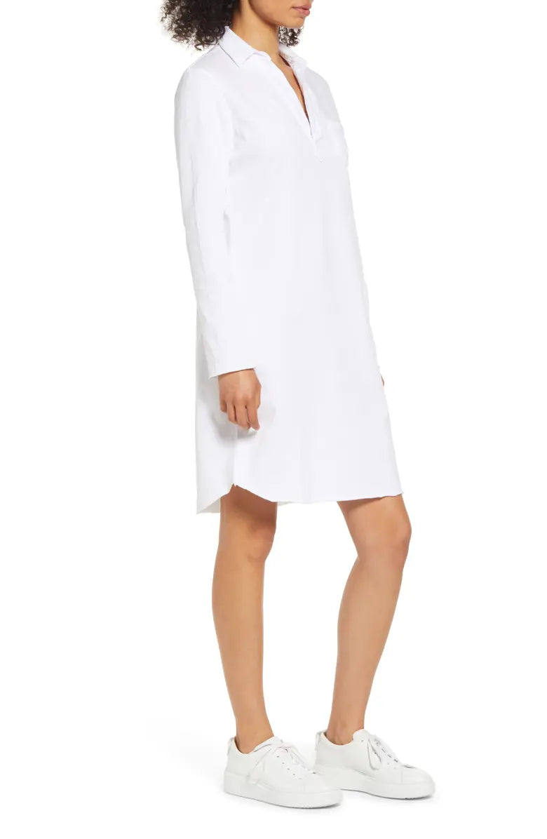 LONG SLEEVE POLO DRESS IN WHITE