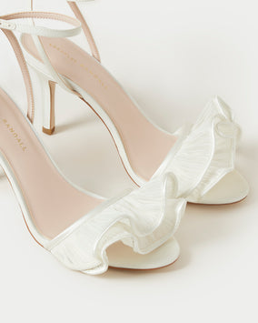 ESTELLA PLEATED RUFFLE HIGH HEEL SANDAL WITH ANKLE STRAP