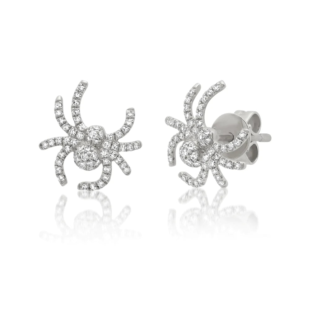 DIAMOND SMALL SPIDER STUD EARRINGS