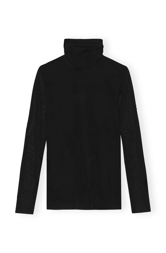 SOLID MESH LONG SLEEVE ROLLNECK