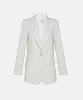 CHIC COTTON LINEN PINSTRIPE JACKET