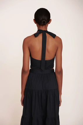 SMOCKED KAI TOP IN BLACK