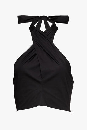 SMOCKED KAI TOP IN BLACK